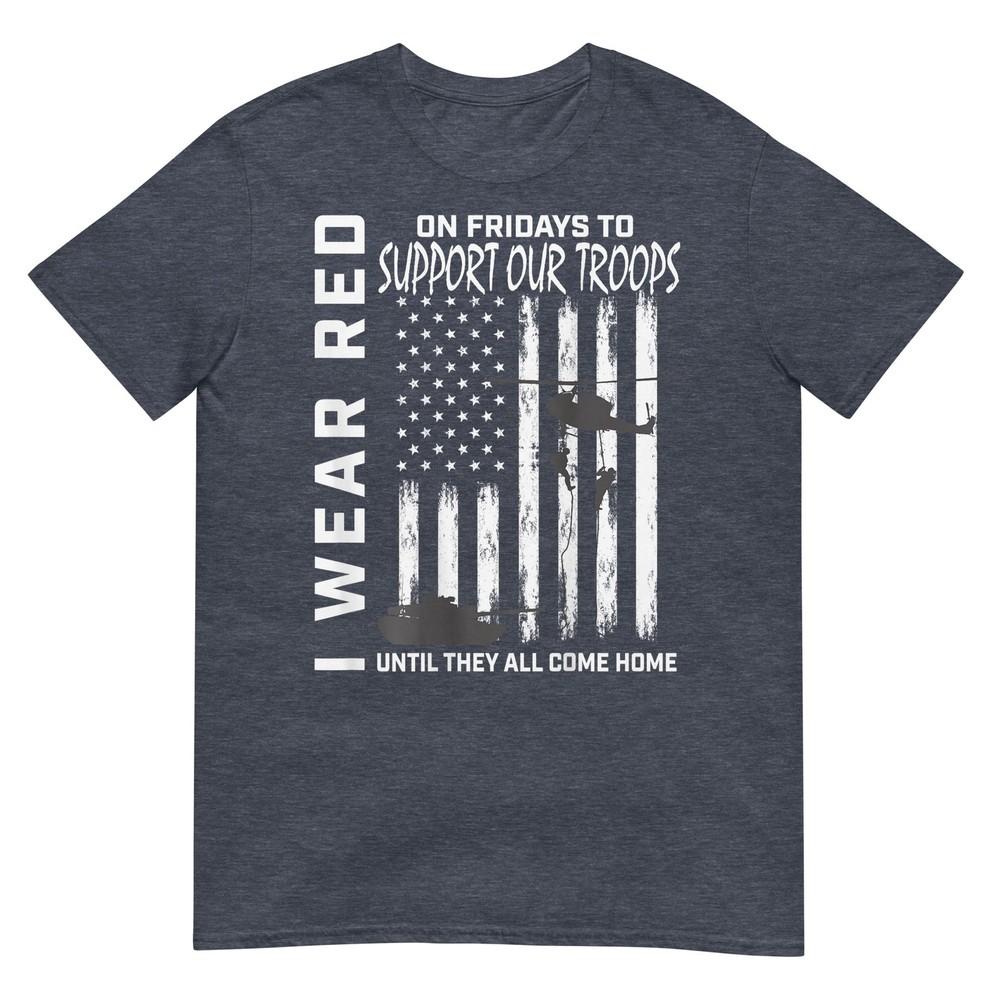 Red Friday Military Veteran Support Our Troops American Flag TShirt