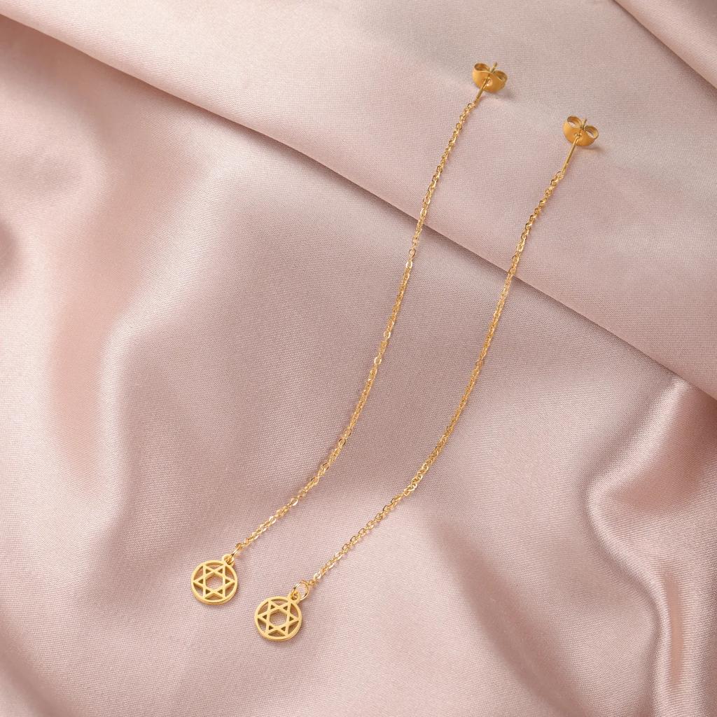 Star of David Round Pendant Earrings Stainless Steel Gold Color Hexagram Je Judaism Earrings Jewelry Wholesale 2026 New