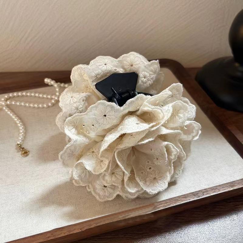 

Заколка-цветок Роза Полузавязанная шпилька для волос Женский головной убор Большой цветок Большие акульи когти бежевый