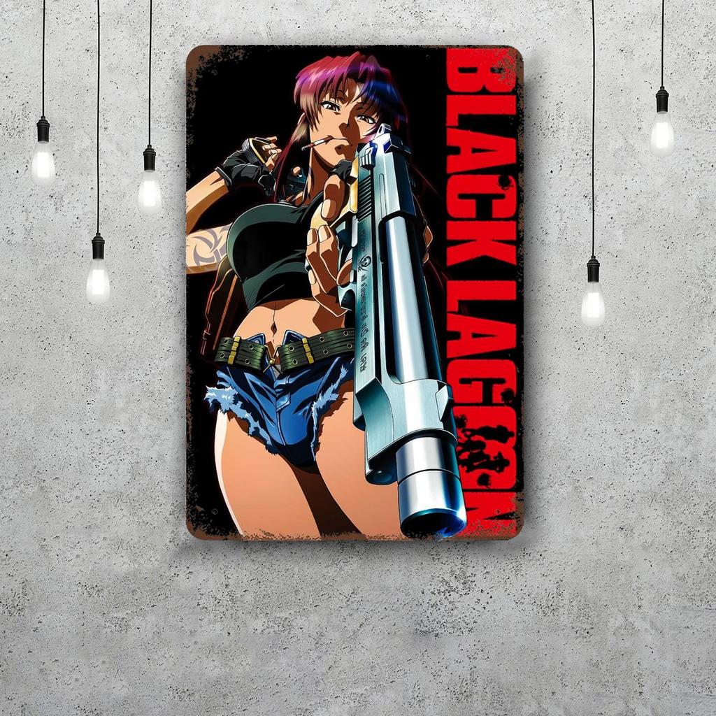 black lagoon 3 cartoon Decor Vintage Metal Signs Tin Signs Captain Poster Decor for Bar Pub Club Man Cave Wall Decoration