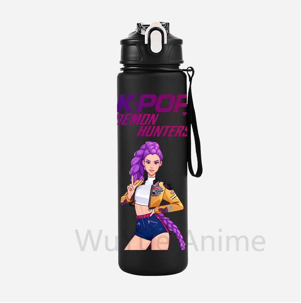 Anime K-Pop Demon Hunters Character Water Cup Large Capacity Outdoor Portable Rope Drinking Bottle Gift for Boys and Girls