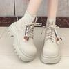 Mid Heels Lace Up Short Boots for Women Platform Shoes 2025 Winter New Suede Ankle Boots Designer Sneakers Dress Pumps