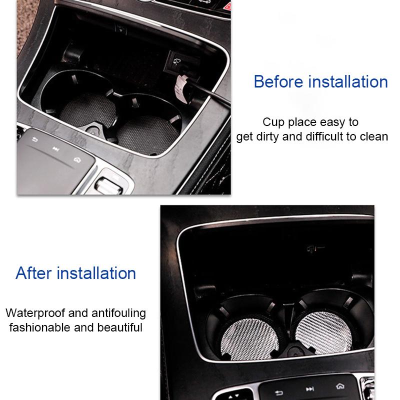 Non-slip Car Water Cup Pad Carbon Fiber Style Rubber Mat For Car Drink Coffe Bottle Holder Coaster