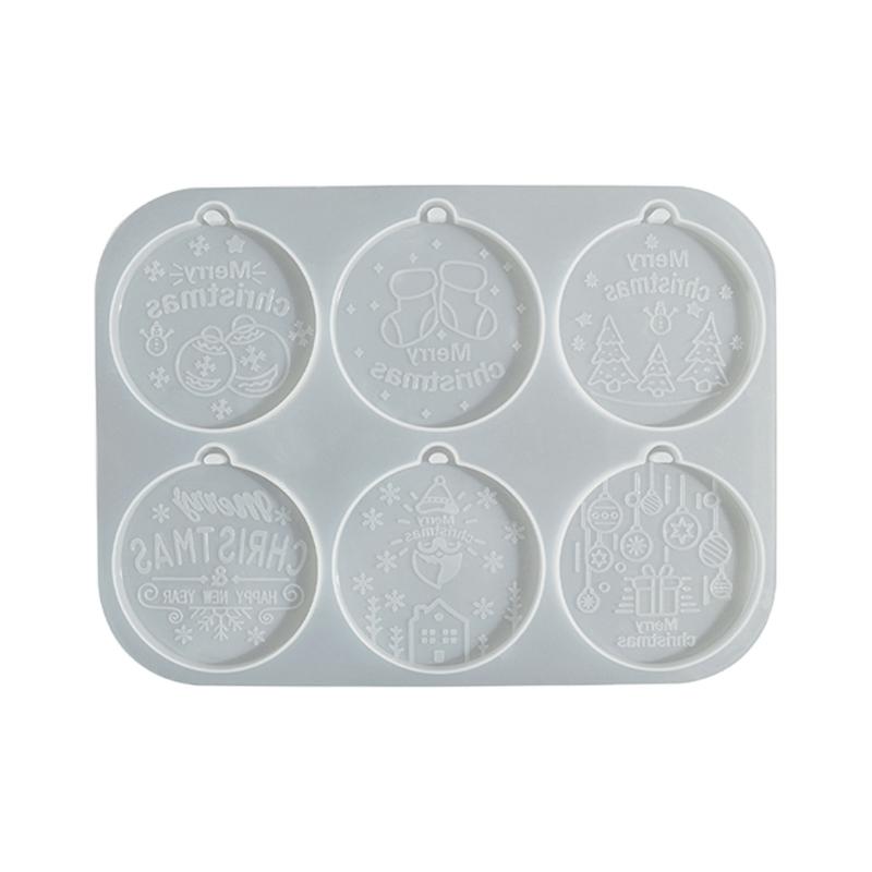 

6 Cavities Reusable Silicone Craft Mold Holiday Pendant Shapes for Making Earrings Keychains Christmas Decorations