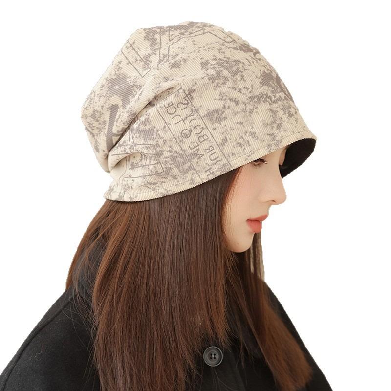 Autumn Hat Women's Wool Knitted Hat Versatile Cold Hat Double-sided Can Be Worn Stacking Hat Big Head Circumference Shows Small Face