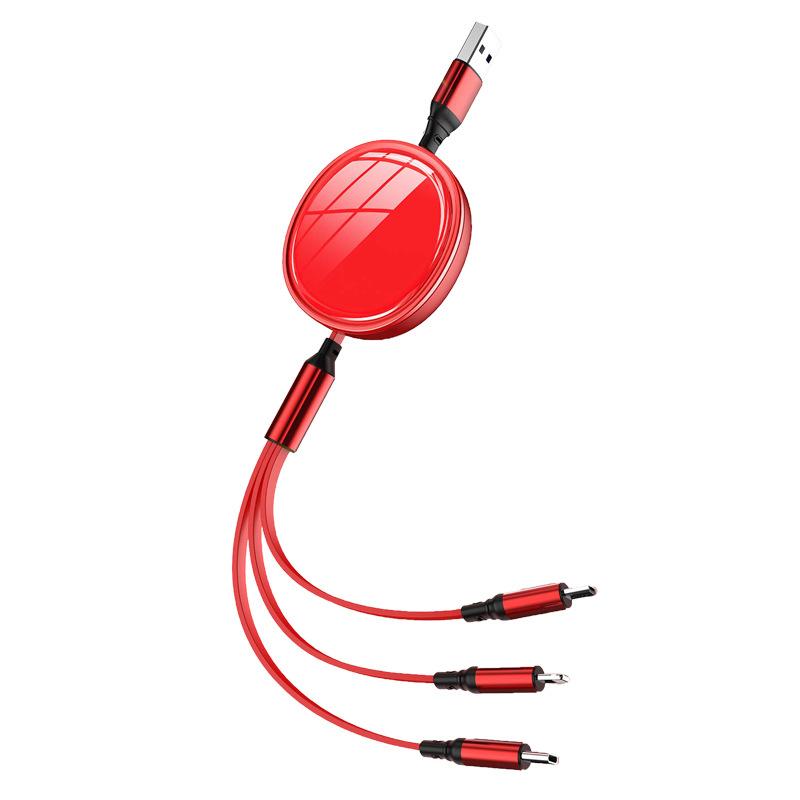 VAORLO 3 IN 1 100W Charging Cable For Micro/Type-C/Lightning Fast Charge Cable Support Data Transmission Super Charge Phone Line