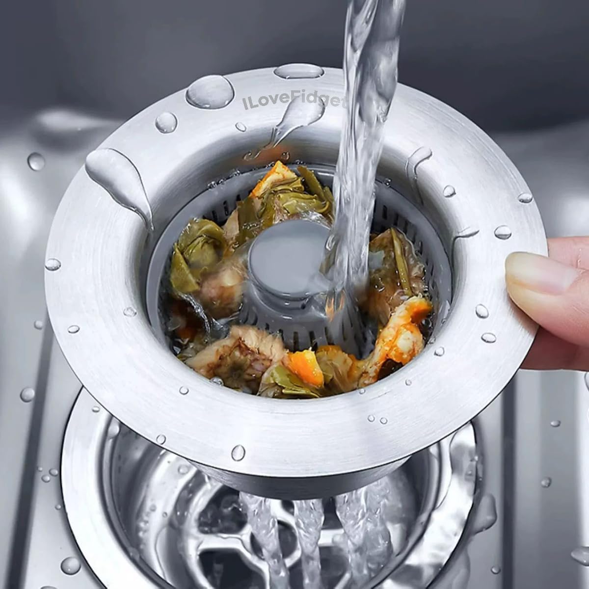 Kitchen Sink Drain Strainer Stainless Steel 3-in-1 - Drain Strainer, Odor Filter, Stopper - Rust-Resistant & Efficient, Anti-Clogging, Leak-Proof &
