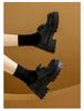 Women's Black Height-Boosting Retro Loafers - Thick Sole, British Style, 2025 Spring Collection