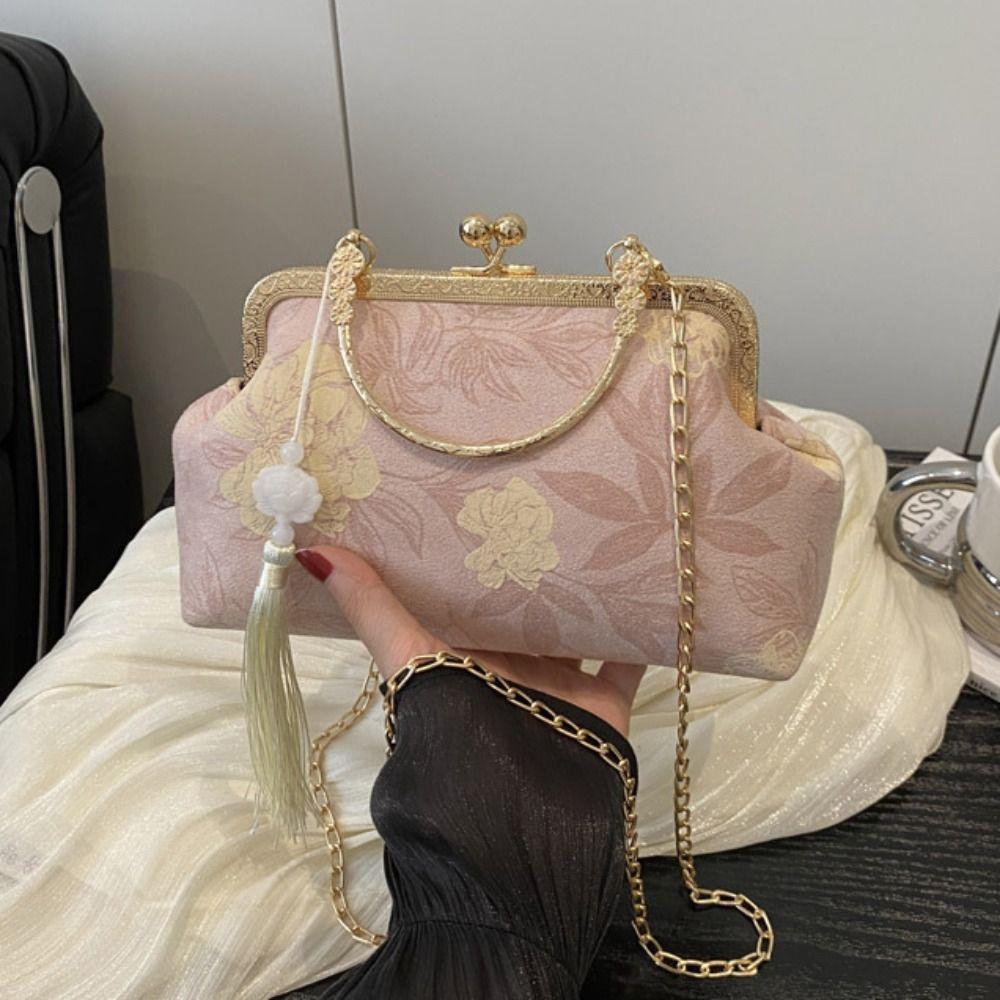Flower Pattern Embroidery Banquet Bag Elegant Ladies Shell Bag Chinese Style Handbag  Women