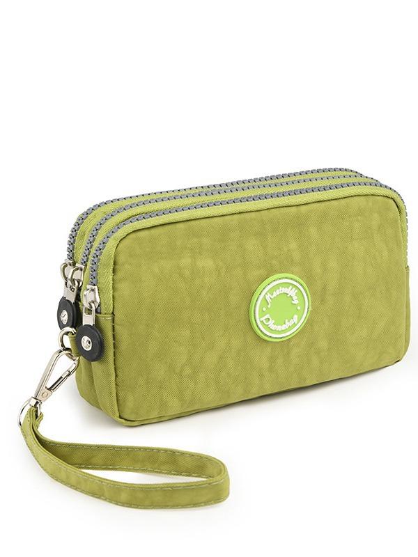 Chic Black Phone Bag with Detachable Strap, Triple Zipper Closure, Spacious Women Handbag
