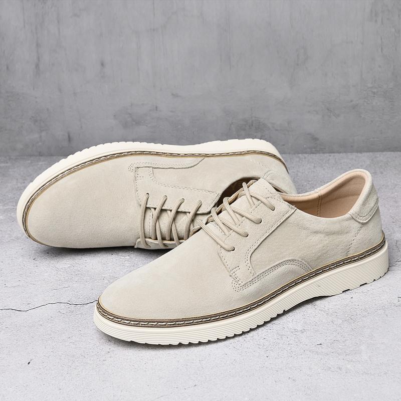 Buty Męskie Zamsz Skóra Naturalna Casualowe Sneakersy Anglia Nowa Moda Biznesowe Luksusowe Elastyczne Antypoślizgowe Wygodne Buty Taty Męskie