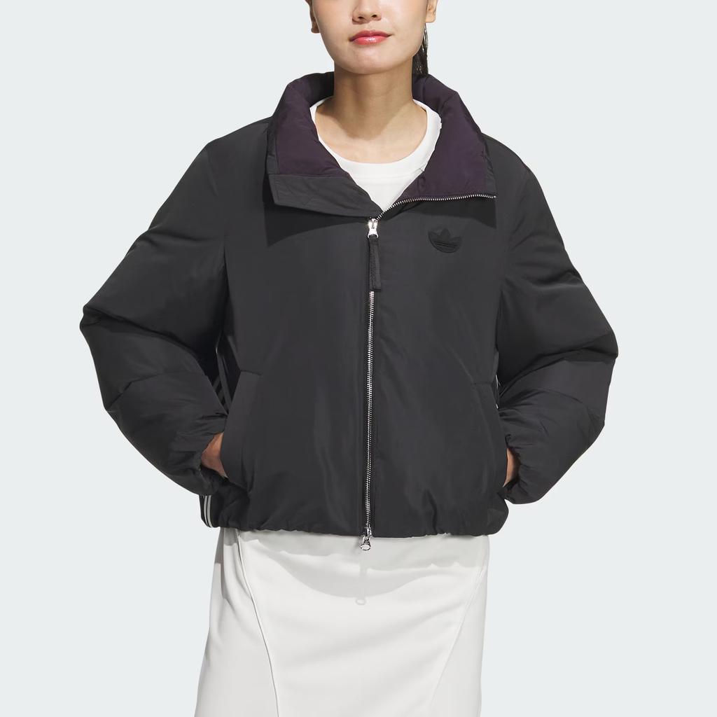 Adidas Originals FW24 PF Krátká DN Neformální Stojáček Zip Jednobarevná Teplá Péřová Bunda Dámská Bunda Černá JP1808