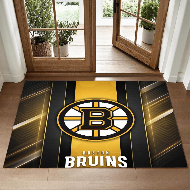 Boston Bruins Design Crystal Velvet Rug Soft Decorative Mat for Bedroom Entrance
