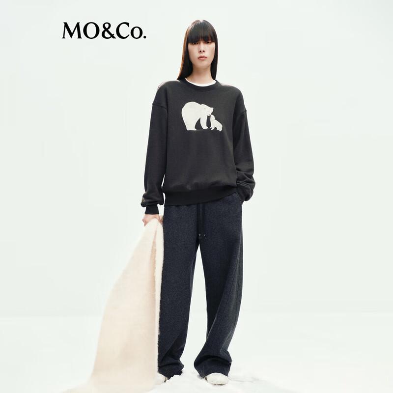 MO&Co. Women's Glitter Cotton Printed Pullover Sweatshirt