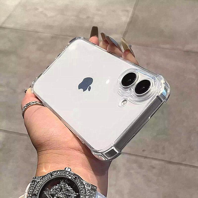 Luxury Transparent Black Silicone Soft Case For iPhone 16 15 14 13 12 11 Pro Max Plus Mini Clear Ultra Thin Cover Shockproof