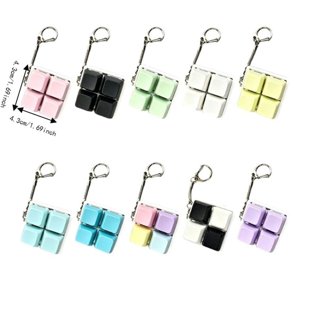 Macaron Color 2x2 Keyboard Fidget Toy Easy To Press Keyboard Keycap Key Chain Gifts
