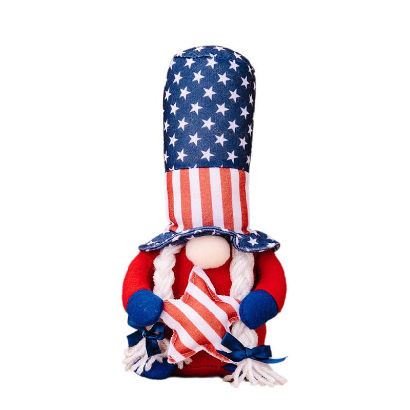 

Gnome Xmas Doll Red White Striped Hat Festive Independence Day Decor Souvenir Women