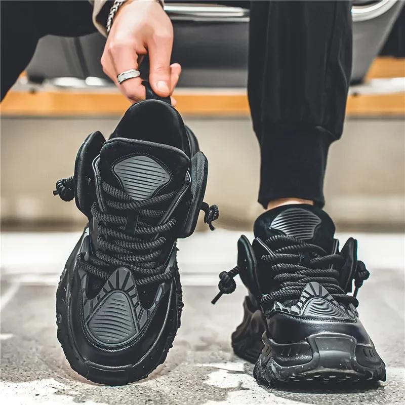 

2024 Осень и зима Новые папины туфли Мужская толстая подошва спортивная обувь Повседневная Комфортная мода Модная обувь Cross Border 39 чёрный