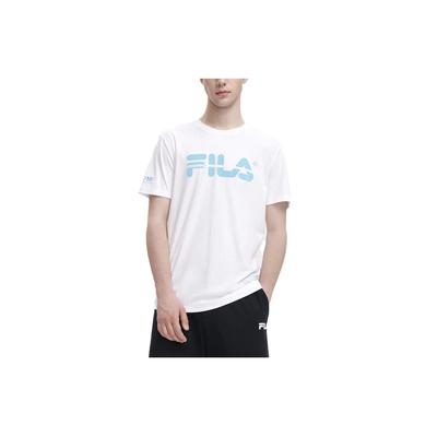 Fila Magic Stick Collaboration Logo Print Round Neck Casual American Vintage Short Sleeve Drop Shoulder T-Shirt Men Tops White F11M329101FWT