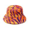 Autumn Winter Panama Hat Women Faux Fur Fisherman Hat Zebra Print Plush Velvet Warm Panama Hat Fisherman Hat Female