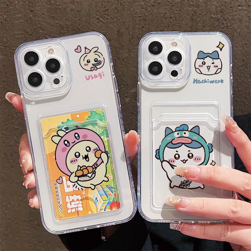 Card Slot Holder Silicone Wallet Pocket Case For Xiaomi Redmi Note 12 13 Reno 12F 13F 14F Samsung S23 S24 S25 Infinix Note 30 Cover Clear Phone Bumper
