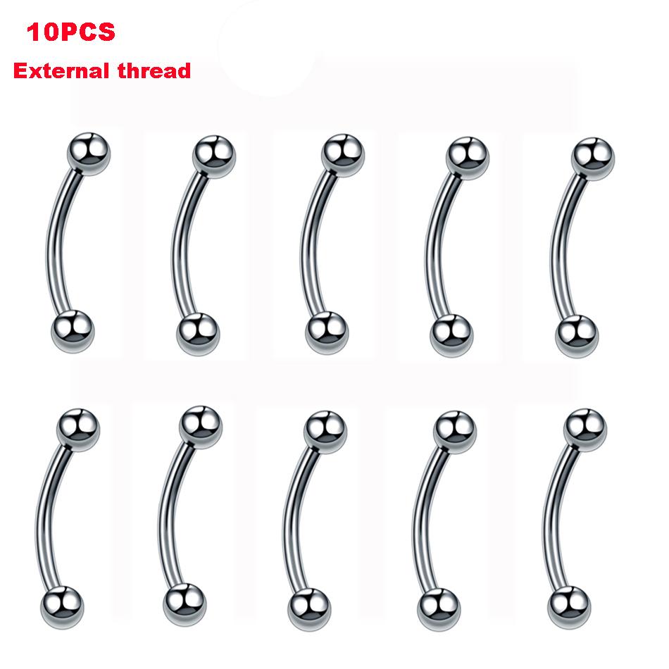 

10Pcs/lot Steel Eyebrow Banana Piercing Ring Curved Barbell Lip Ring Snug Daith Helix Rook Earring Cartilage Tragus Body Jewelry 1.2x6x3x3mm