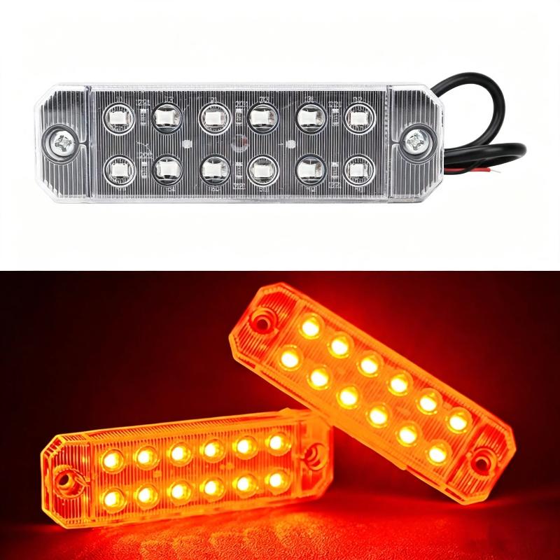 1Pcs 12-35V Truck Led Side Marker Light Double Row 12 Smd Strobe Warning Light Indicator Signal Light Rear Taillight Colorful