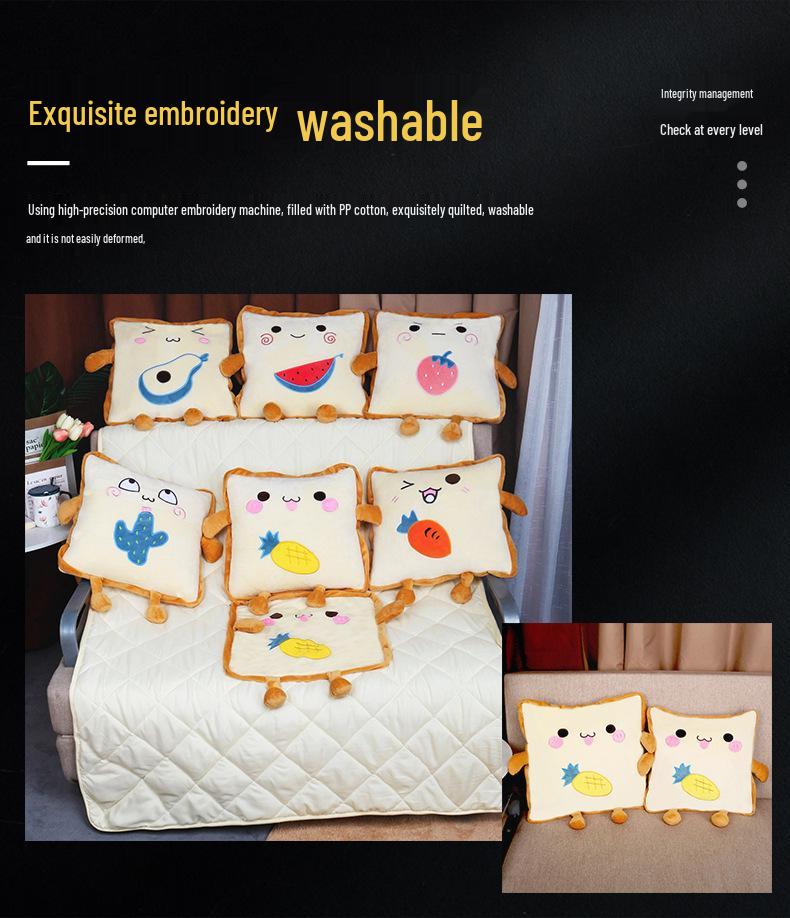 Two-in-One Embroidery Throw Pillow and Quilt: Logo Print Cushion for Bed, Car, Office, or Nap