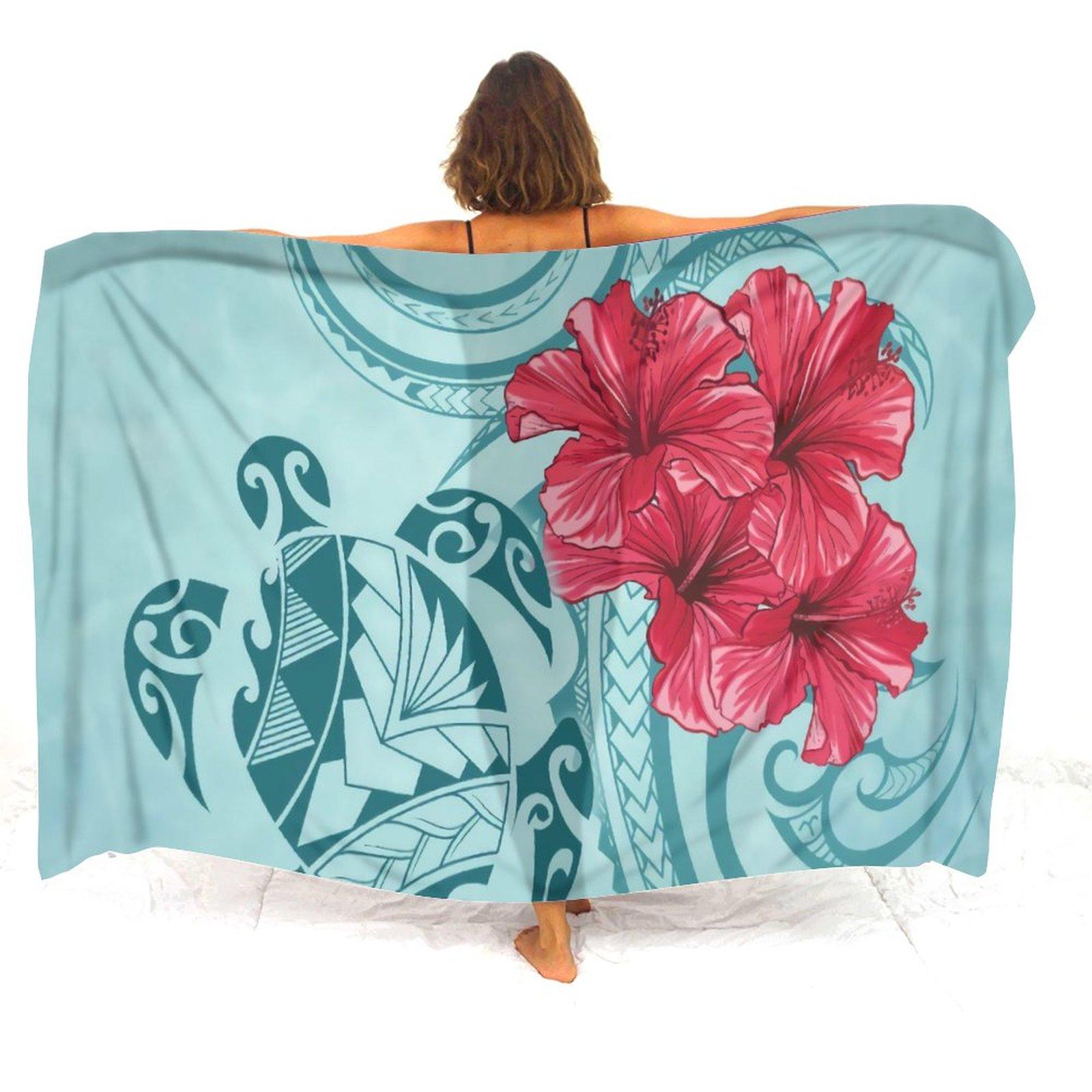Custom sarongs for women Elegant striped printed swimwear Polynesian Tribal Frances Hibiscus Custom Polynesian sarongs 200X120cm