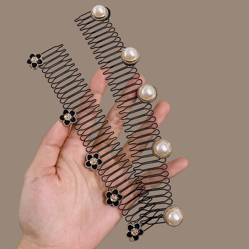 Vintage křišťálové elastické spony do vlasů Trendy černé hřebínkové spony Spona do vlasů Barrette Boční vlásenky Pro ženy Pokrývka hlavy Dětské doplňky do vlasů