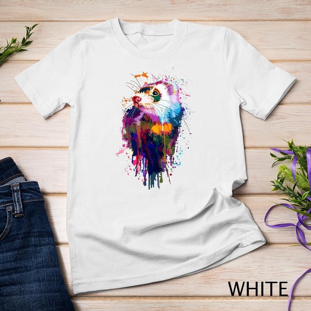 Ferret Face Graphics Hand Drawn Splash Art Ferret Pet Unisex T-shirt