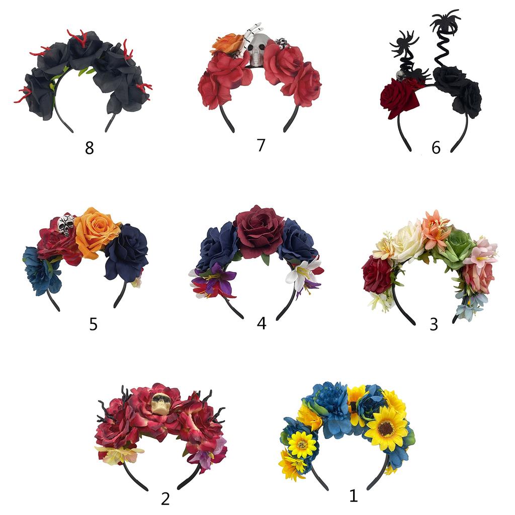 Elegant Simulated Flower Shape Headbands Skull Hair Hoop Headbands for Women Girls Wedding Party Supplies