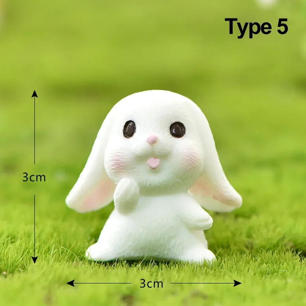 Cute Rabbit Resin Fairy Garden Miniature Figurine Ornament Micro Landscape Home Decoration Action Figure Dollhouse Accessories