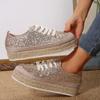 2024 Women's Shoes Lace Up Women's Vulcanize Shoes Platform Women Sneakers Bling Round Toe Flat Plus Size Ladies Casual Shoes