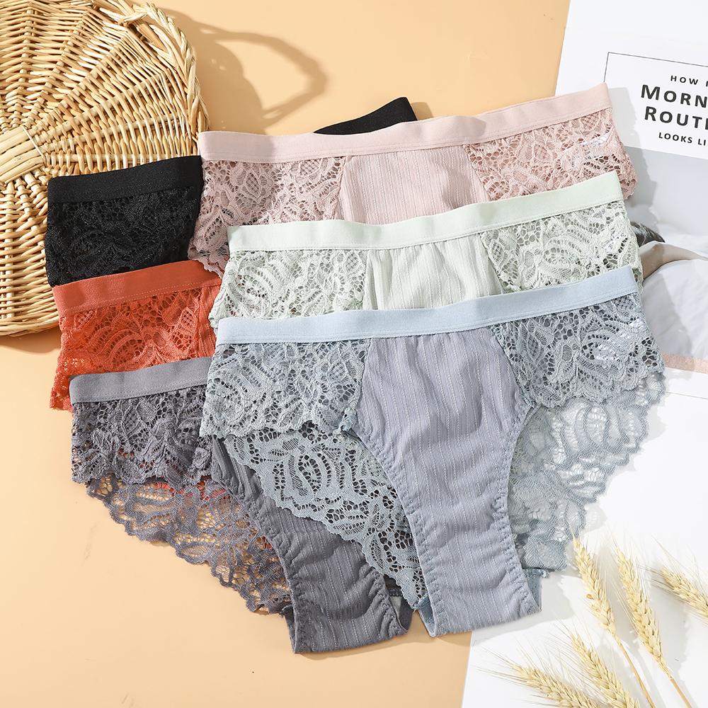 

Женщины Сексуальные кружева Трусики Сплошной цвет Хлопок Промежность Трусы Девушка Выдолбленные прозрачные трусы Искушение