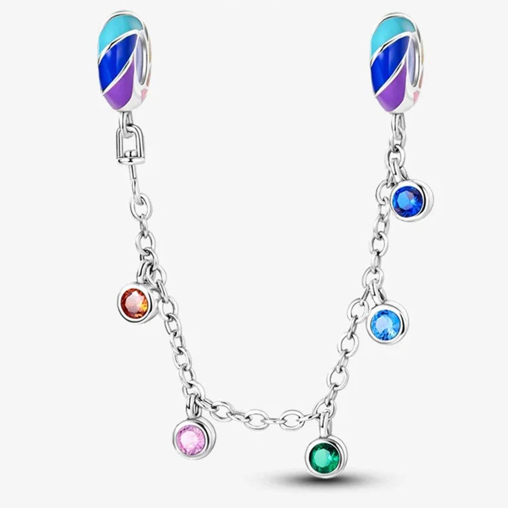 New In Color Zircon Angle Round Clip Bead Fit Pan Original Bracelet Women Copper Safety Chain Jewelry Gift