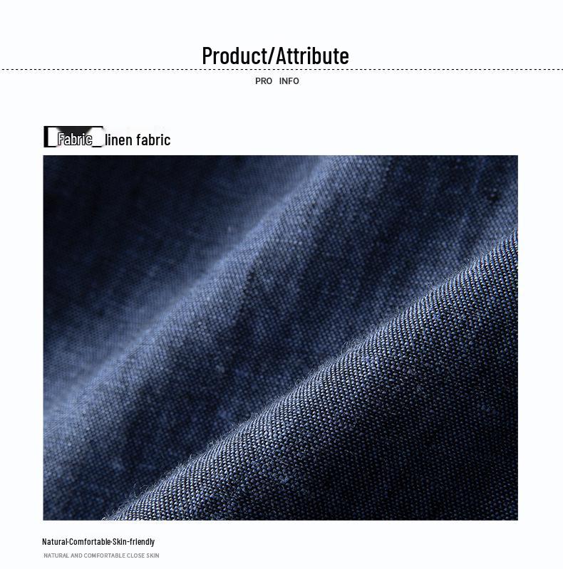 Men's Casual Long Sleeve Cotton Linen Shirt with Turn-Down Collar - Lightweight, Loose Fit for Spring & Autumn.