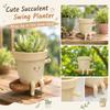 Creative Swinging Plant Pot with Figurine Design Decorative Ceramic Flowerpot Indoor Outdoor Garden Ornament Unique Home Decoration