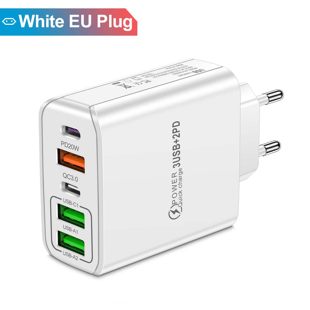 80W USB Charger PD Fast Charging Type C Mobile Phone Adapter For iPhone 15  Quick Charge EU/US/UK Plug Wall Charger