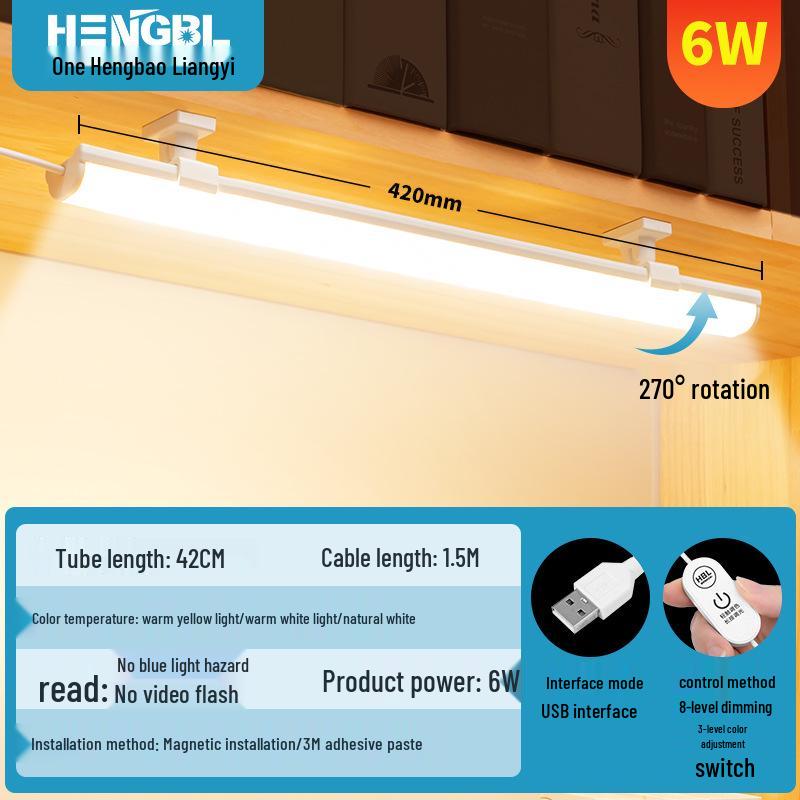 College Dorm LED Desk Lamp with Eye Protection & Magnetic USB