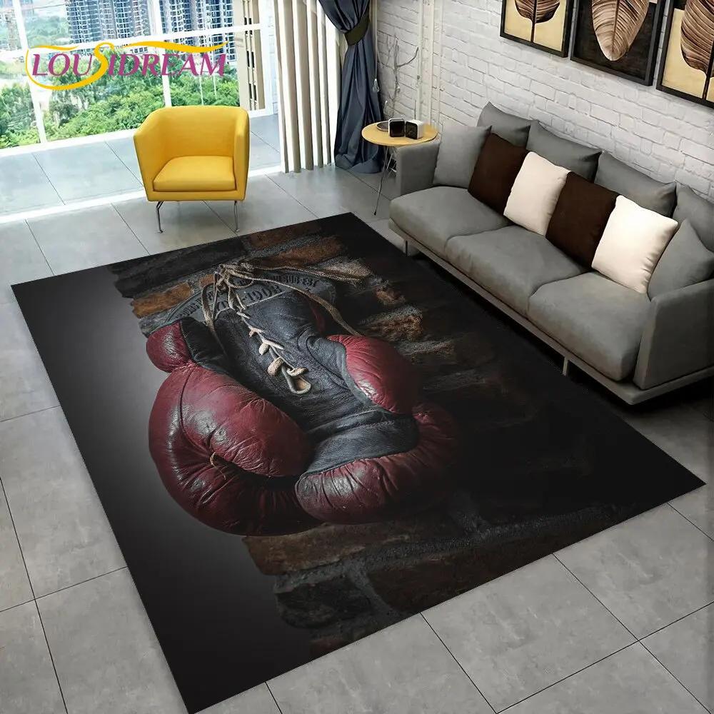 3D Boxing Gloves Boxer Fight Area Rug Large,Carpet Rug for Living Room Bedroom Sofa Doormat Decoration,kids Non-slip Floor Mat