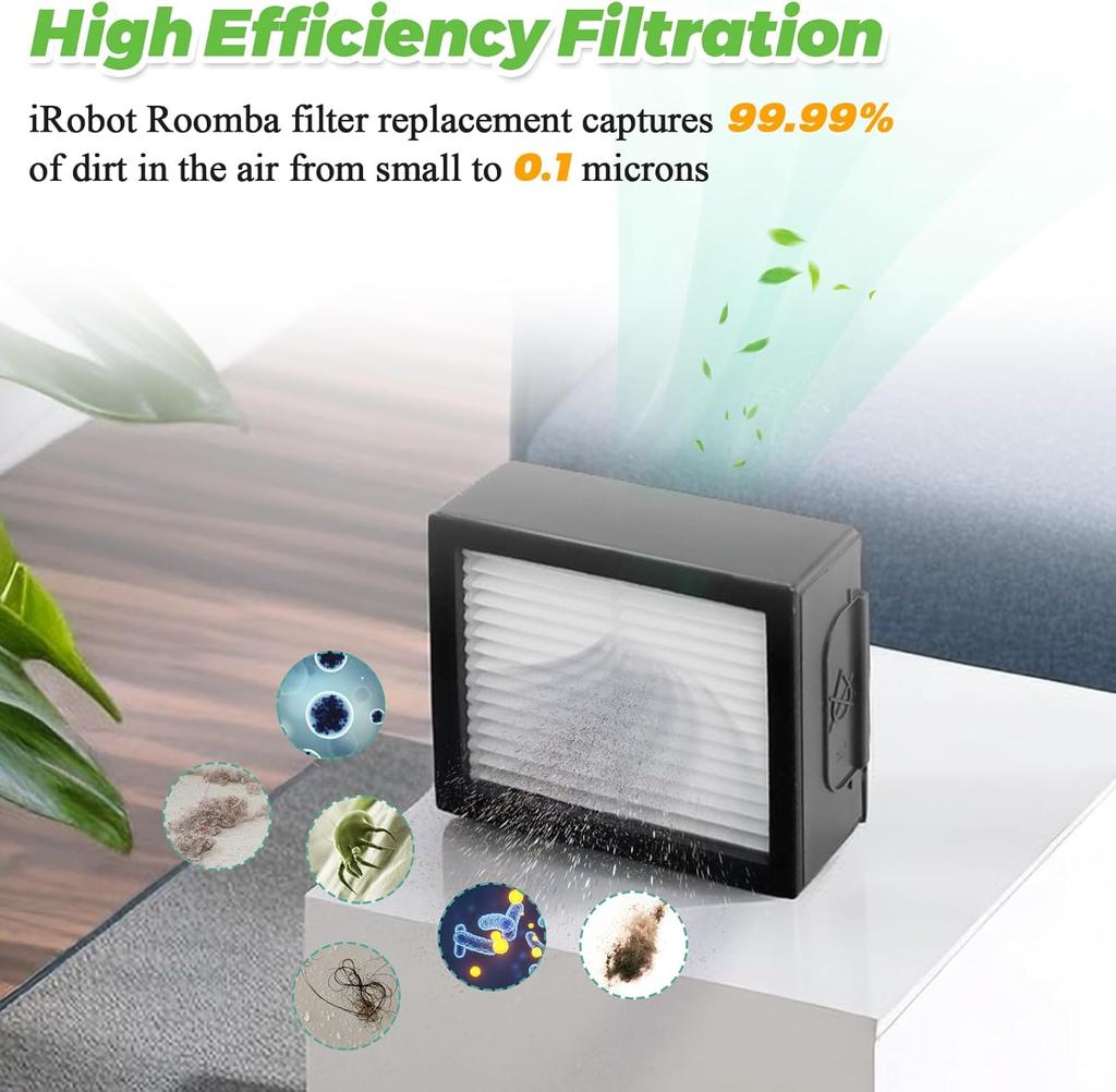 Filter Replacement for iRobot Roomba E I and J Series Combo E5 E6 E7 I3 I3+ I4 I4+ I5 I5+ I6 I6+ I7 I7+ I8 I8+ J5 J6 J8 9 Pack