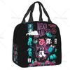 Satanic  Cat Insulated Lunch Bag Waterproof Thermal Cooler Lunch Box with Side Pocket for Women Men Kids Camping Travel