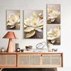 Bladguld Vita blommande blommor Affisch Dekorativa målningar Canvas Väggbilder Vardagsrum Modernt sovrum Heminredning Interiör