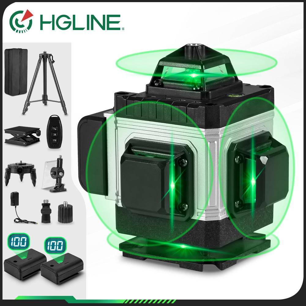 HGLINE 4D 16 Lines Green Line Laser Level With 1.2m Tripod APP Remote Control Horizontal Vertical Measuring Laser Instrument