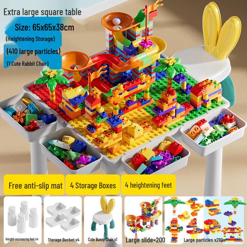 Large Multifunctional Building Block Table for Children's Early Education, Compatible with Lego