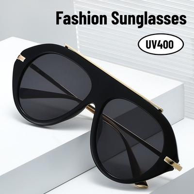 Men Women Fashion Large Frame Aviator Sunglasses New Trend UV400 Eyeglasses Women Retro Personalized Sunscreen Sunglasses