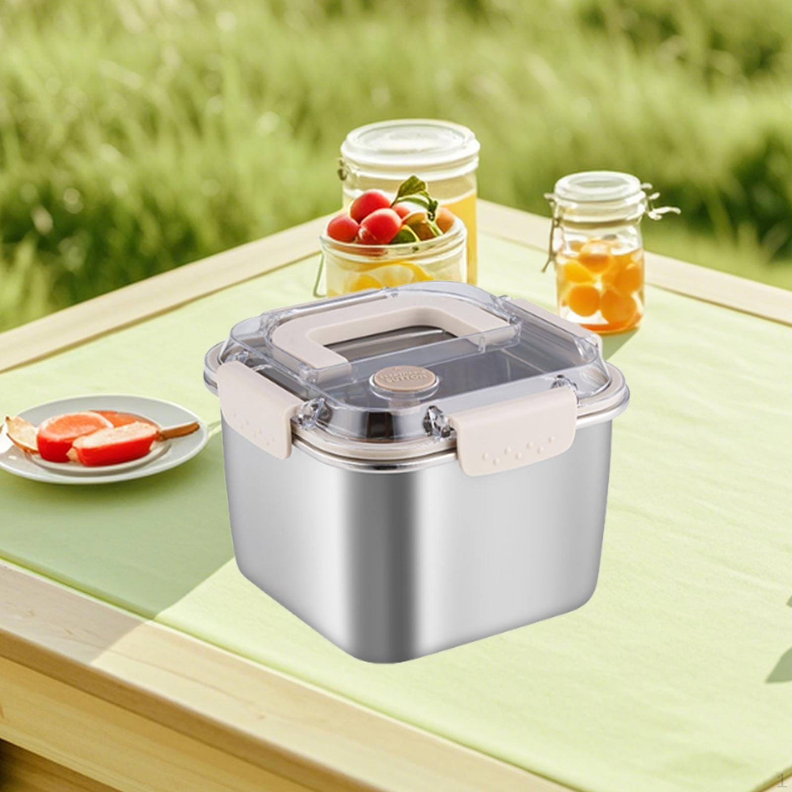 

Lunch Box Bento with Cover Multipurpose Handle Fruit Container Food Storage for