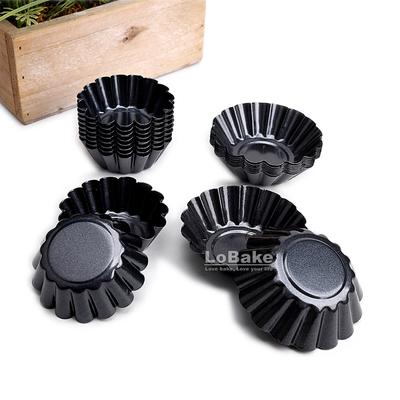 10 st 6,5 cm 7,5 cm Diameter Non-stick Räfflad Rund Krysantemumform Kolstål Äggtårtform Pudingform Pajform DIY Bageri