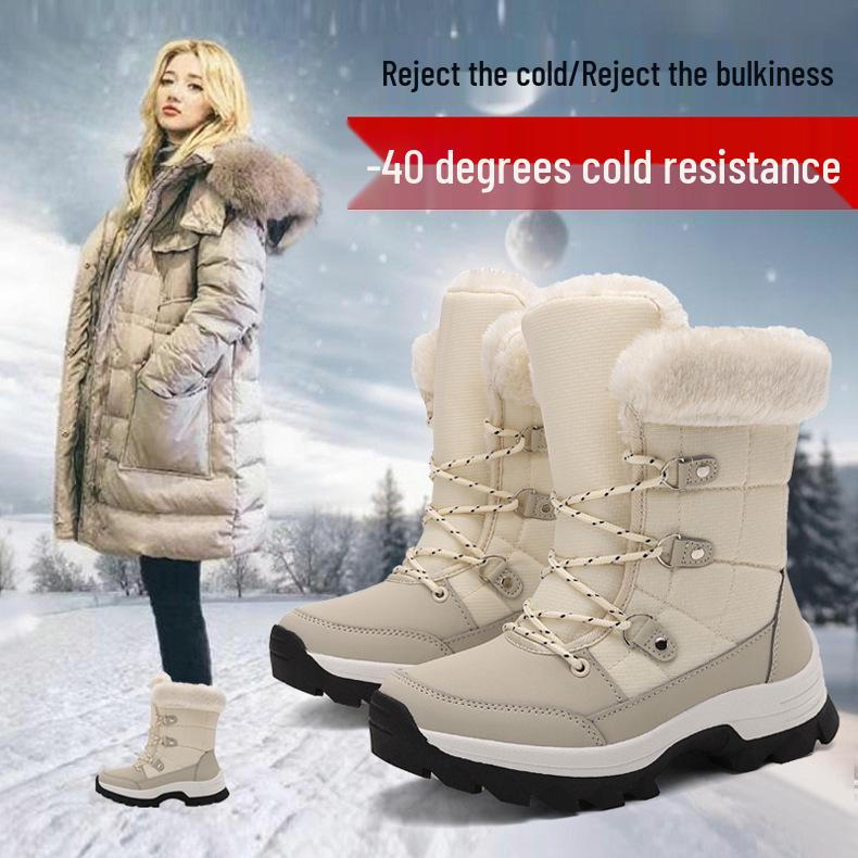 Damskie wszechstronne śniegowce z podszewką z polaru: Ciepłe, antypoślizgowe, pogrubione na jesień i zimę, moda outdoorowa.